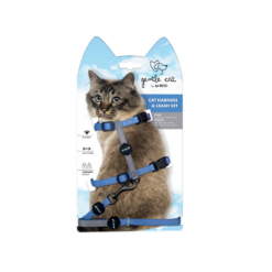 M-Pets - Ensemble harnais et laisse Gentle Cat bleu azur