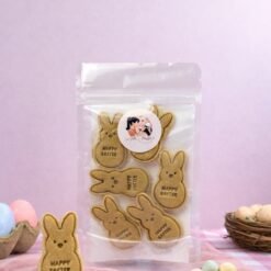 En tête à truffe - Sachet de biscuits de Pâques pour chien Lapins "Happy Easter"