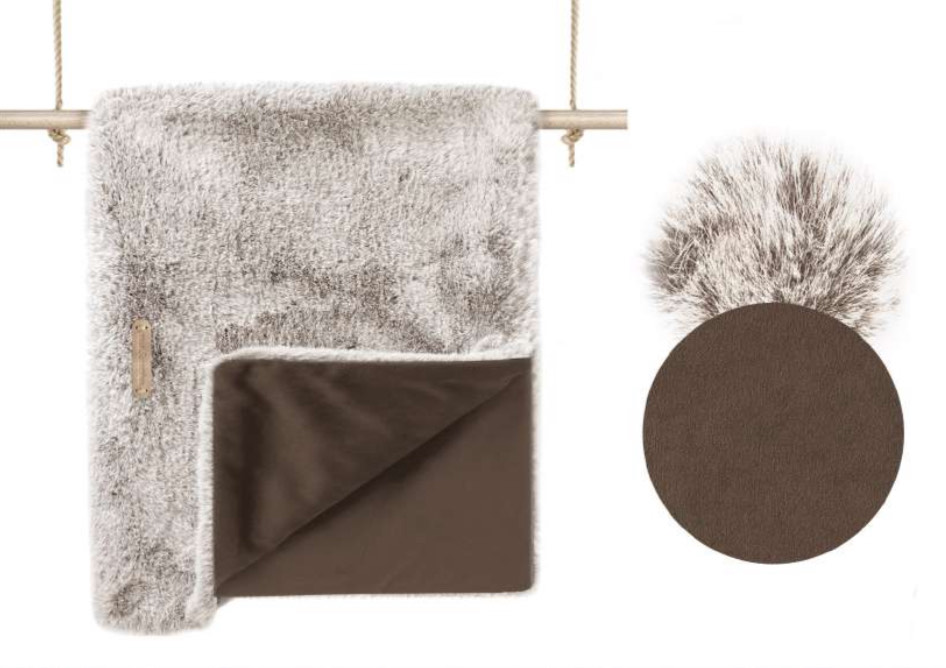 Milk and Pepper - Plaid Cortina Marron / fourrure taupe 80x60cm