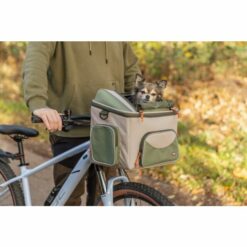 Panier vélo pour guidon beige/vert – Image 7