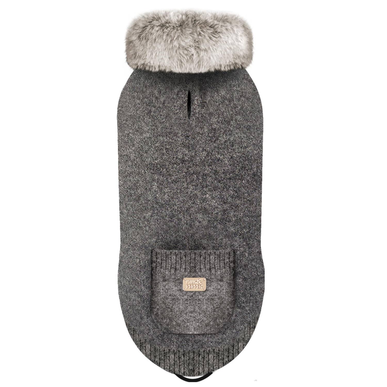 Milk&Pepper - Pull Yelena Gris chiné / col fourrure (tailles Teckel)