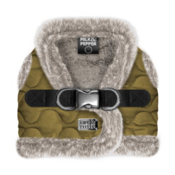 Milk&Pepper - Harnais Matteo kaki olive / fourrure chinée taupe