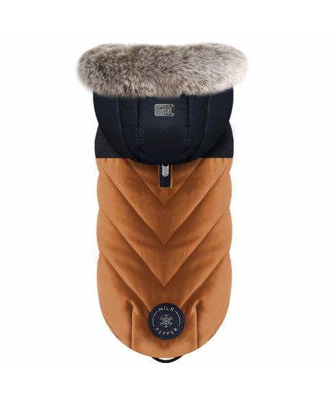 Milk&Pepper - Doudoune Vikas Camel et Marine / fourrure chinée beige