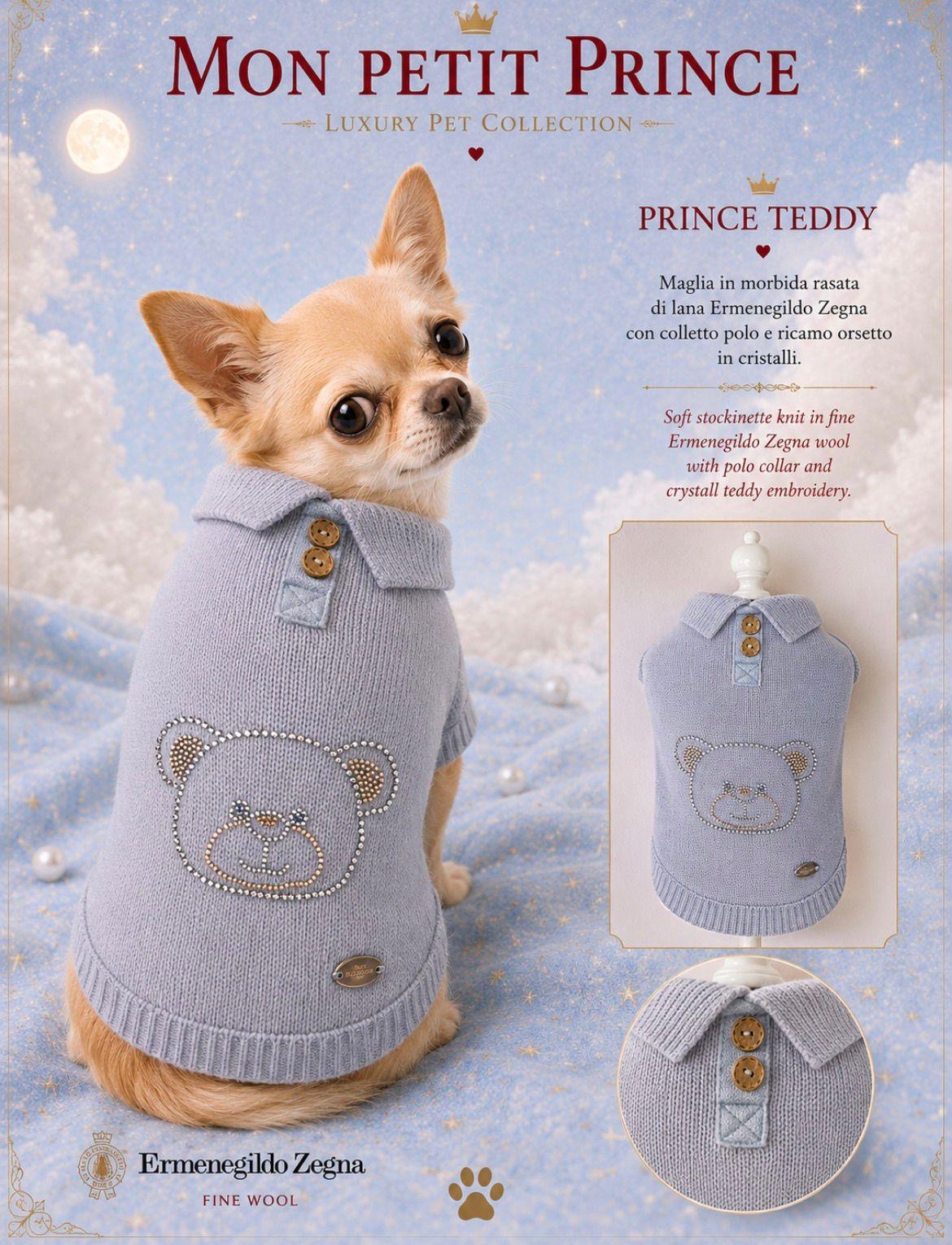Mon Bonbon - Pull Prince Teddy bleu ciel